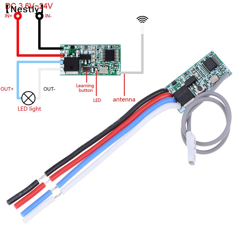 433Mhz Receiver Module - 433Mhz 1CH RF รีเลย์รีโมทคอนโทรลไร้สายสวิตช์ไฟไมโครโมดูล〔เนสท์〕